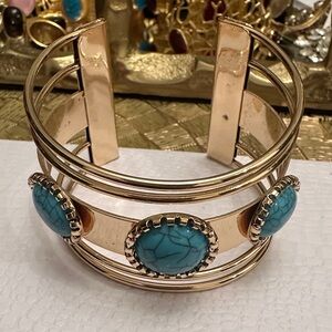 Gold and Turquoise Cuff Bracelet